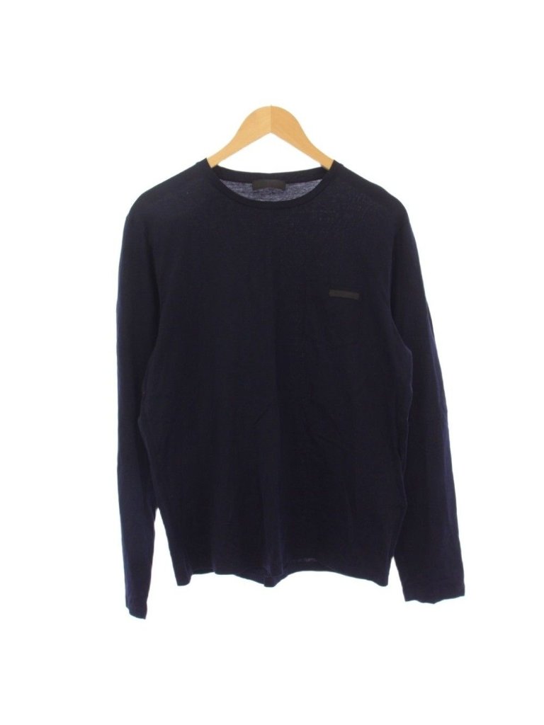 Prada T-Shirt Long Sleeve Crew Neck L Navy Blue